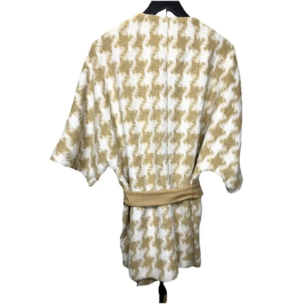 Elevenses Anthropologie Belted Jacket Women’s Sz M/L Kimono Coat Houndstooth - Picture 3 of 15